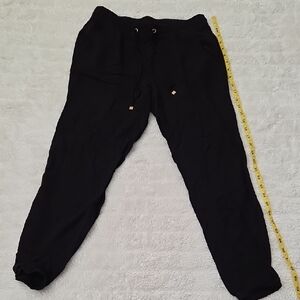 Oh Black Sweatpants Joggers with Elastic Waistband and Tapered Legs - Size Large